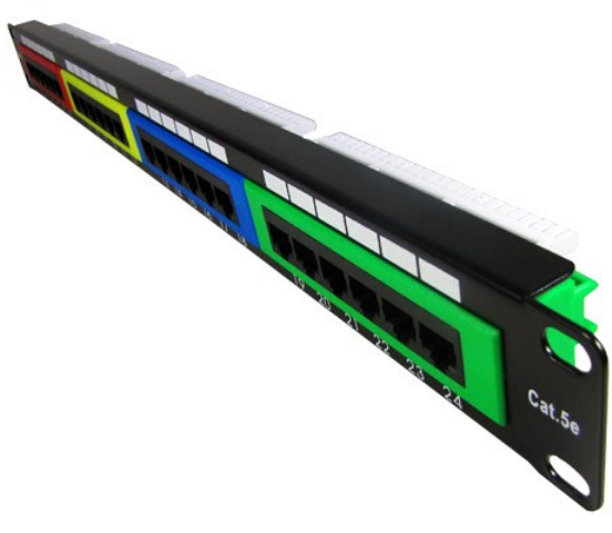 Патч-панель SHIP P197-24C, цветная, категория 5e, 19" (1U), 24 порта