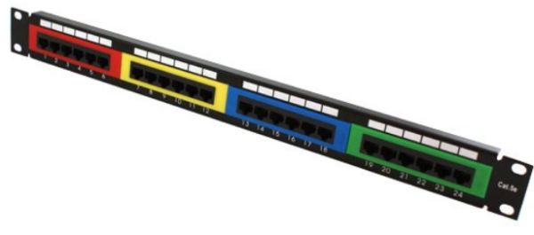 Патч-панель SHIP P197-24C, цветная, категория 5e, 19" (1U), 24 порта
