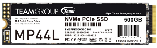 Диск SSD M.2 PCI-E 500GB Team Group MP44L, TM8FPK500G0C101