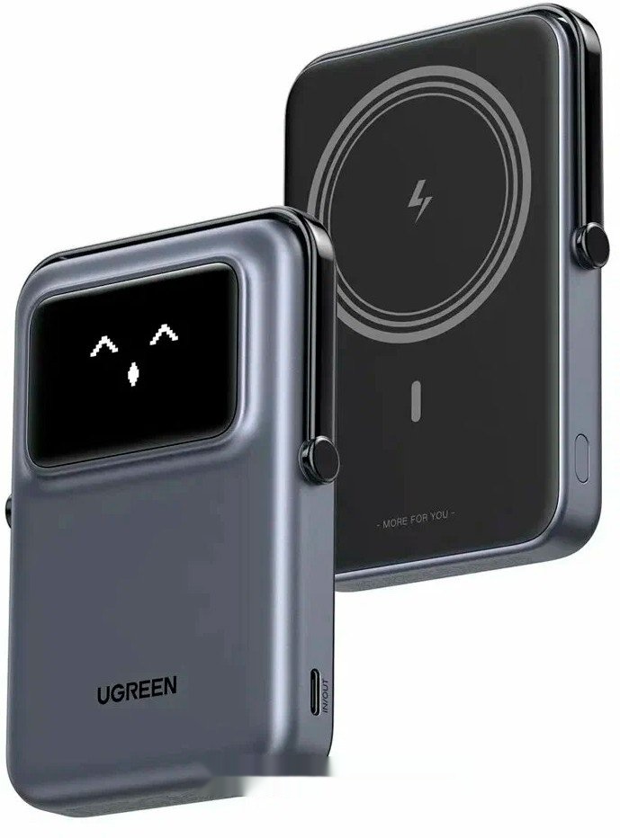Портативное зарядное устройство Ugreen 10000mAh Mini Magnetic Robot Wls 20W(7.5W) USB-C Grey, PB572 45327
