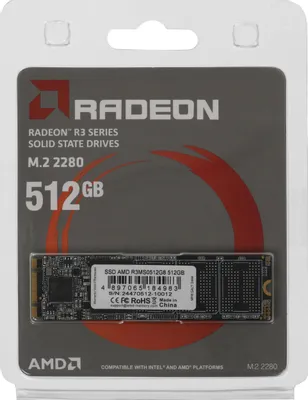 Диск SSD M.2 SATA 512Gb AMD Radeon R3 Series, R3MS0512G8