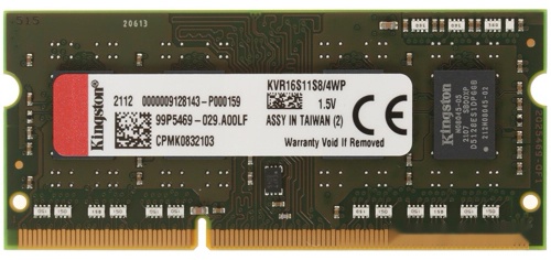Оперативная память для ноутбука DDR3 1600/4Gb Kingston, KVR16S11S8/4WP