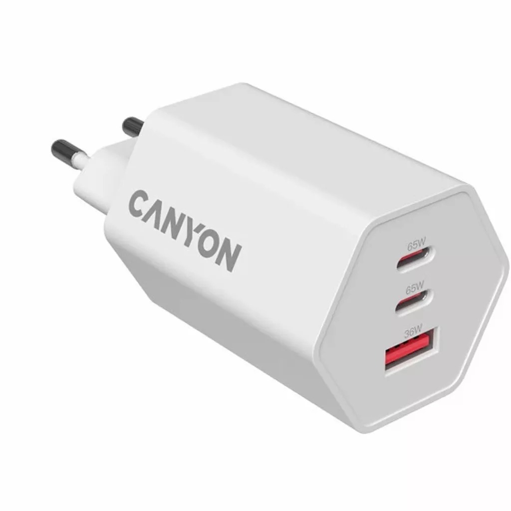 Зарядное устройство Canyon Wall Charger Hexagon 65 White, CND-CHAHEX65W