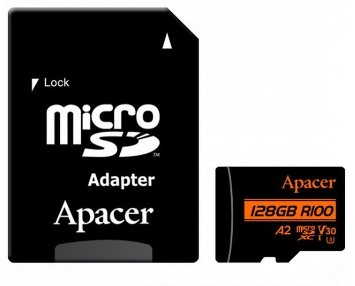 Карта памяти microSDXC 128Gb Apacer Class10 + адаптер, AP128GMCSX10U8-R