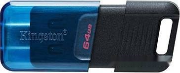 USB Flash drive 64GB Kingston Data Traveler 80 M, DT80M/64GB, Black/Blue, только Type-C