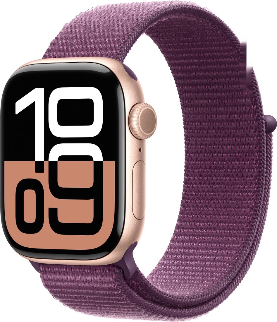 Смарт часы Apple Watch Series 10 GPS 42mm Rose Gold Aluminium Case with Plum Sport Loop, A2997 MWWK3QI/A