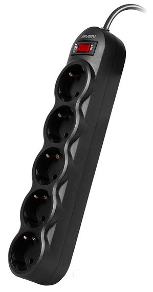 Сетевой фильтр SVEN SF-05L, SV-015060 (5 розеток 1.8 метра), Black