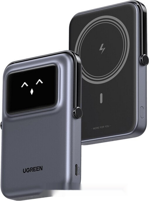 Портативное зарядное устройство Ugreen 10000mAh Mini Magnetic Robot Wls 20W(15W) USB-C Grey, PB764 45329