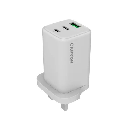 Зарядное устройство Canyon CU45CC GaN 45W 2xPD EU White, CNS-CUW45CC