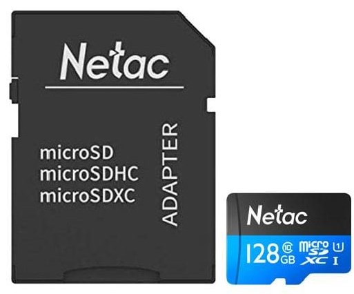 Карта памяти MicroSD 128GB Netac P500STN с адаптером SD, NT02P500STN-128G-R