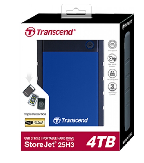 Внешний HDD 1Tb Transcend StoreJet Blue, TS4TSJ25H3B