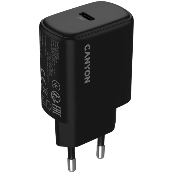 Зарядное устройство Canyon Wall Charger OnCharge 200 Black, CNE-CHA200-11