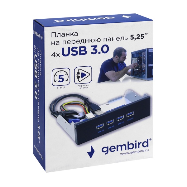 Планка 5.25" Gembird FP5.25-USB3-4A