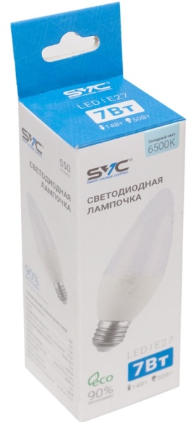 Лампочка SVC LED C35-7W-E27-6500K