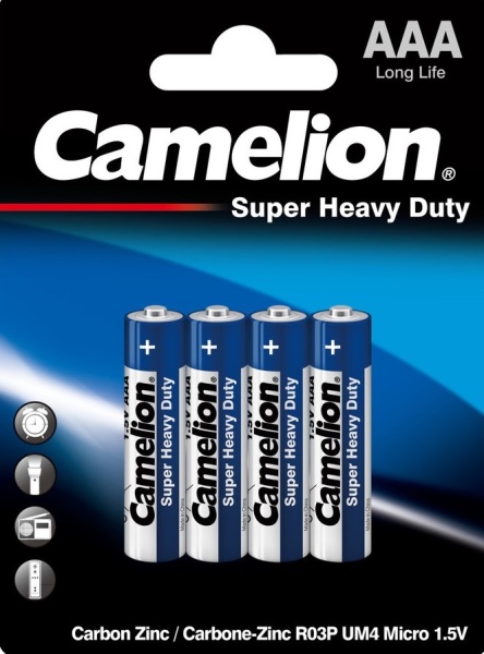 Батарейка CAMELION AAA LR03, R03P-BP4B, Super Heavy Duty, 1.5V, 4шт
