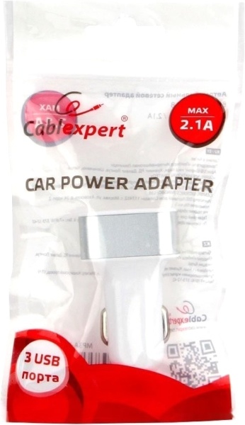 Автомобильное зарядное Cablexpert MP3A-UC-CAR17, 12V->5V 3-USB, 2.1/2/1A