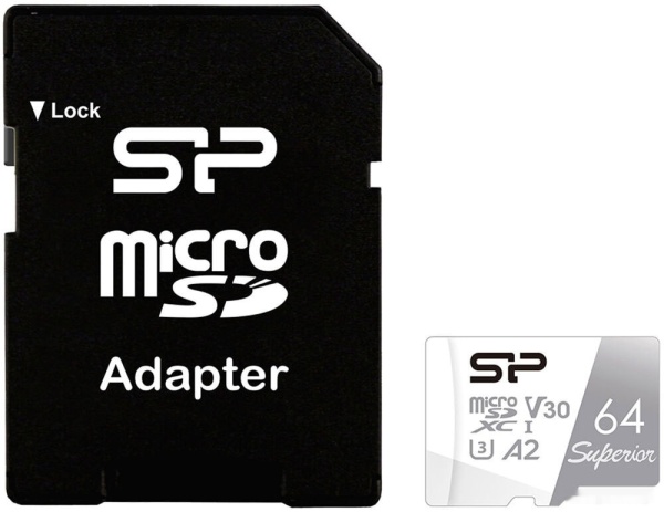 Карта памяти microSDXC 64GB Silicon Power Superior Pro, SP064GBSTXDA2V20SP