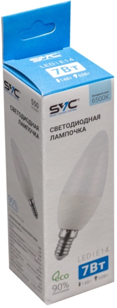 Лампочка SVC LED C35-7W-E14-6500K
