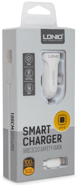 Автомобильное зарядное LDNIO DL-C17 Lightning White