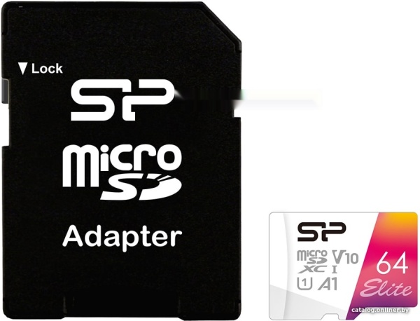 Карта памяти microSDXC 64GB Silicon Power Elite, SP064GBSTXBV1V20SP 