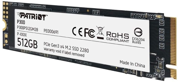 Диск SSD M.2 PCI-E 512Gb Patriot P300, P300P512GM28