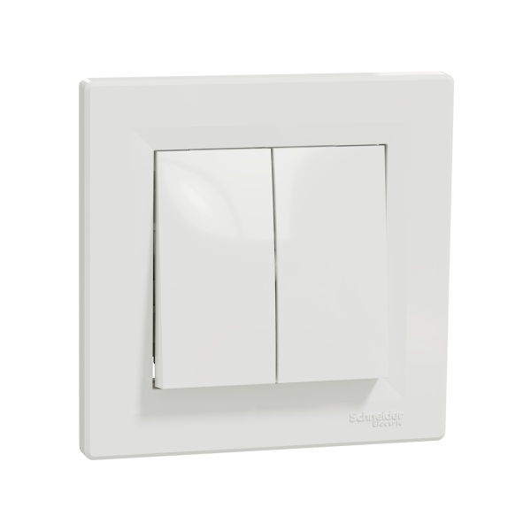 Выключатель Schneider Electric двухклавишный SE EPH0300121 Asfora в сборе белый