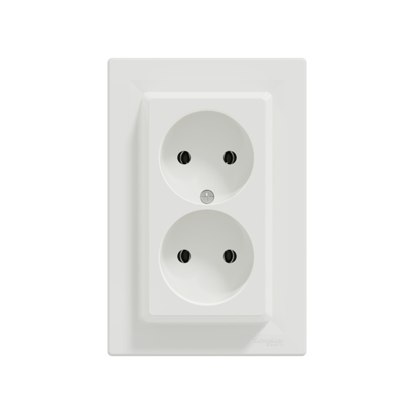 Розетка Schneider Electric двойная SE EPH9700121 Asfora без заземления в сборе вин.клеммы белая