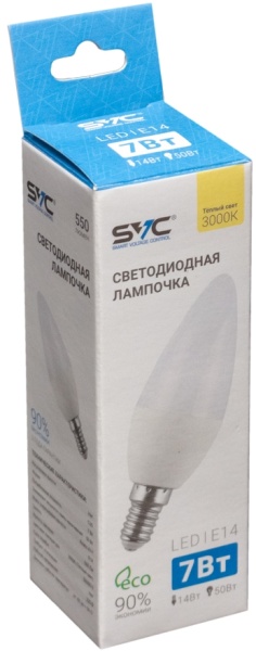 Лампочка SVC LED C35-7W-E14-3000K