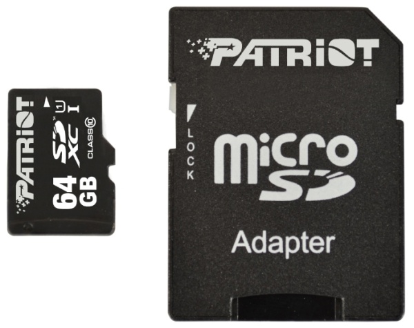 Карта памяти microSD 64Gb Patriot class10, microSDHC, PSF64GMCSDXC10