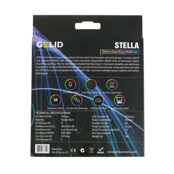 Вентилятор для корпуса GELID Solutions STELLA ARGB FAN, FN-Stella-01