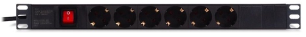 Сетевой фильтр SHIP 700506102, для шкафов и стоек размера 19", 6 розеток, 1.8 м, 16A, 4000W, чёрный
