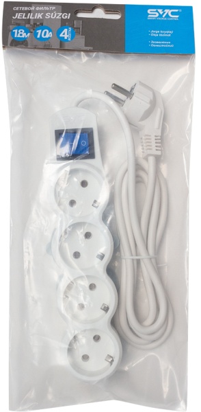 Сетевой фильтр SVC ZP4S-18M (4 розетки, 1.8м)