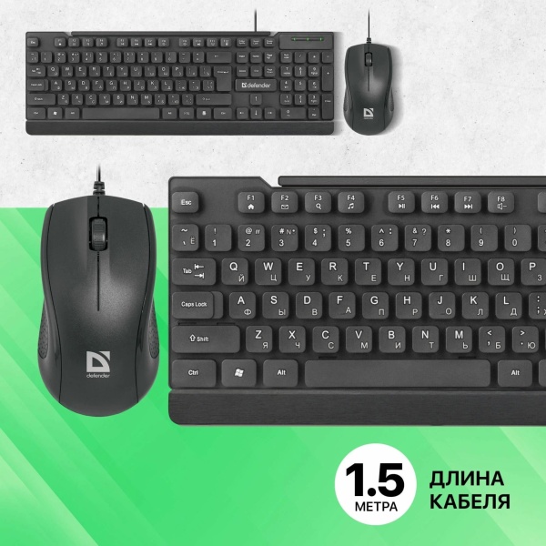 Комплект клавиатура + мышь Defender York C-777, ENG/RUS, USB, Black