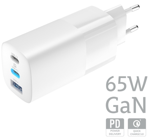 Зарядное устройство Olmio USB+Type-Cx2 QC 65W White