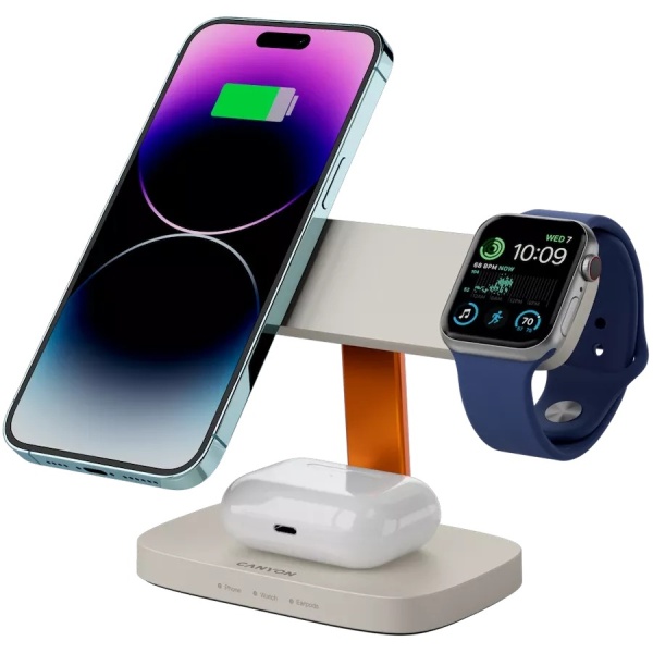 Беспроводное зарядное устройство Canyon Wireless Charging Station Hexagon 310 LightGray/Orange, CNS-WCS310LGOR