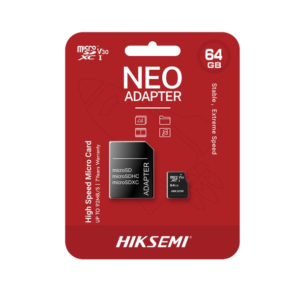 Карта памяти microSDXC 64Gb Hiksemi Neo Adapter, HS-TF-C1/64G Adapter
