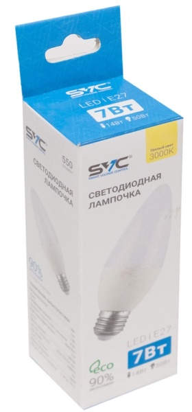 Лампочка SVC LED C35-7W-E27-3000K