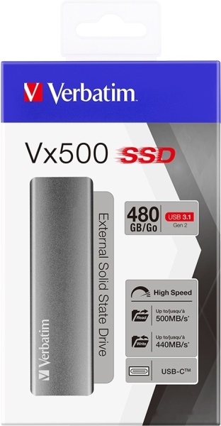 Внешний SSD 480GB Verbatim VX500 Gray, 47443