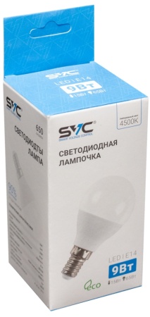 Лампочка SVC LED G45-9W-E14-4500К