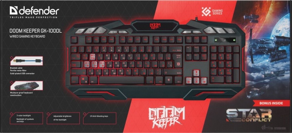 Клавиатура Defender Doom Keeper GK-100DL, RGB, USB