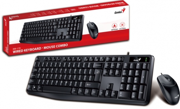 Комплект клавиатура + мышь Genius KM-170, USB, Black