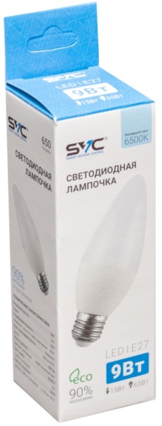 Лампочка SVC LED C35-9W-E27-6500K