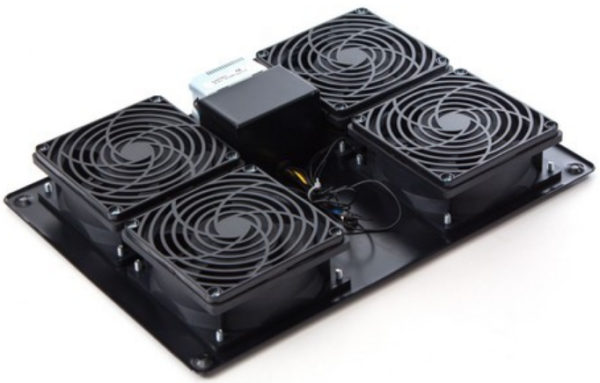 Вентиляторная панель с термостатом SHIP, 700404112Т, 4 х 12 см, питание 220V, чёрный