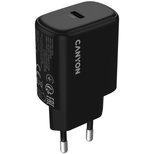 Зарядное устройство Canyon Wall Charger OnCharge 250 Black, CNE-CHA250-11