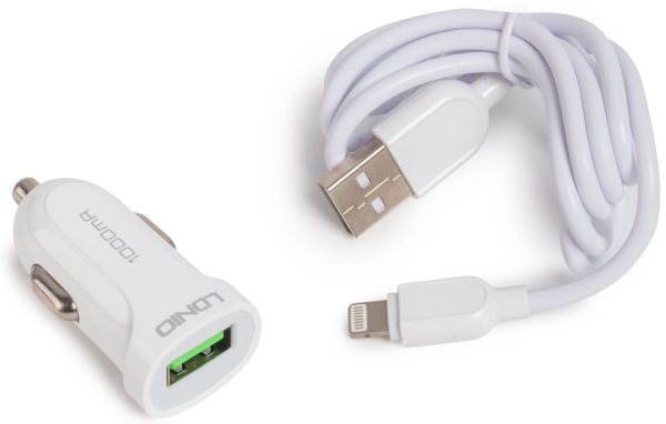 Автомобильное зарядное LDNIO DL-C17 Lightning White