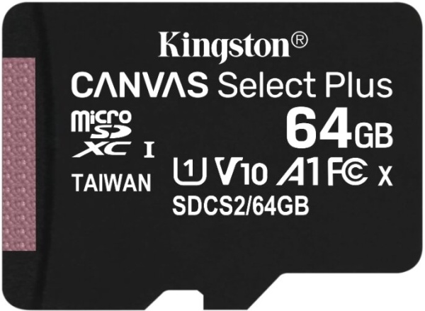 Карта памяти microSD 64Gb Kingston Canvas Select Plus, SDCS2/64GBSP