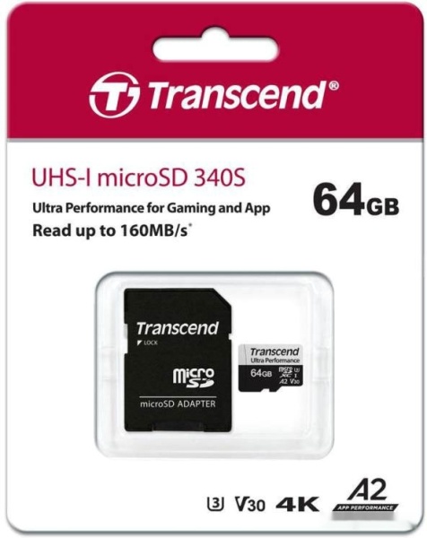 Карта памяти microSDXC 64GB Transcend 340S + адаптер, TS64GUSD340S