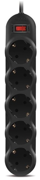 Сетевой фильтр SVEN SF-05L, SV-015060 (5 розеток 1.8 метра), Black
