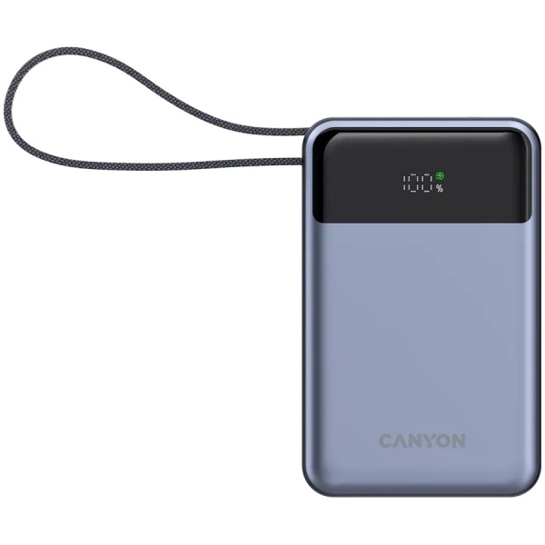 Портативное зарядное устройство Canyon OnPower 600 built-in cable 20000 mAh PD65W Dark Grey, CNS-CPB600DG