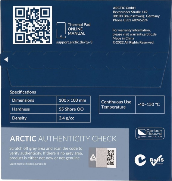 Термопрокладка Arctic TP-3 100x100x0.5 мм, ACTPD00052A